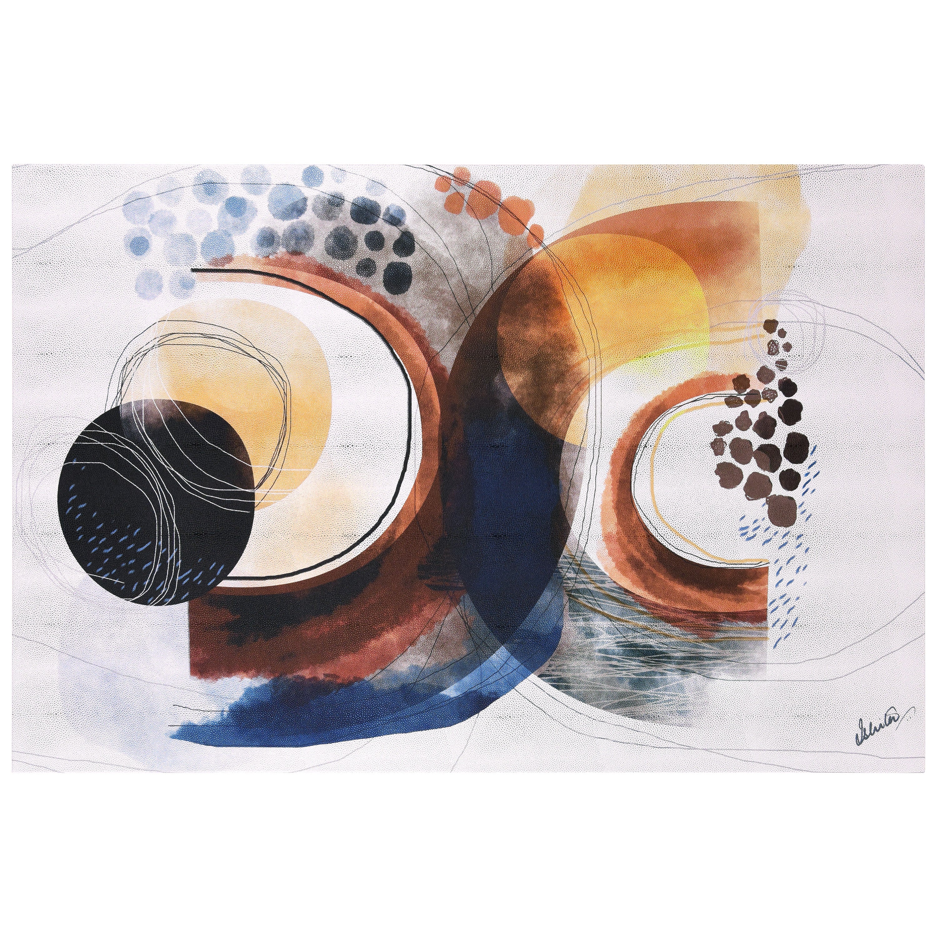 "Colorful Harmony II", Colorful Abstract Rendered on Silver Shagreen Gallery Wrapped Wall Art, sized 60"x40"