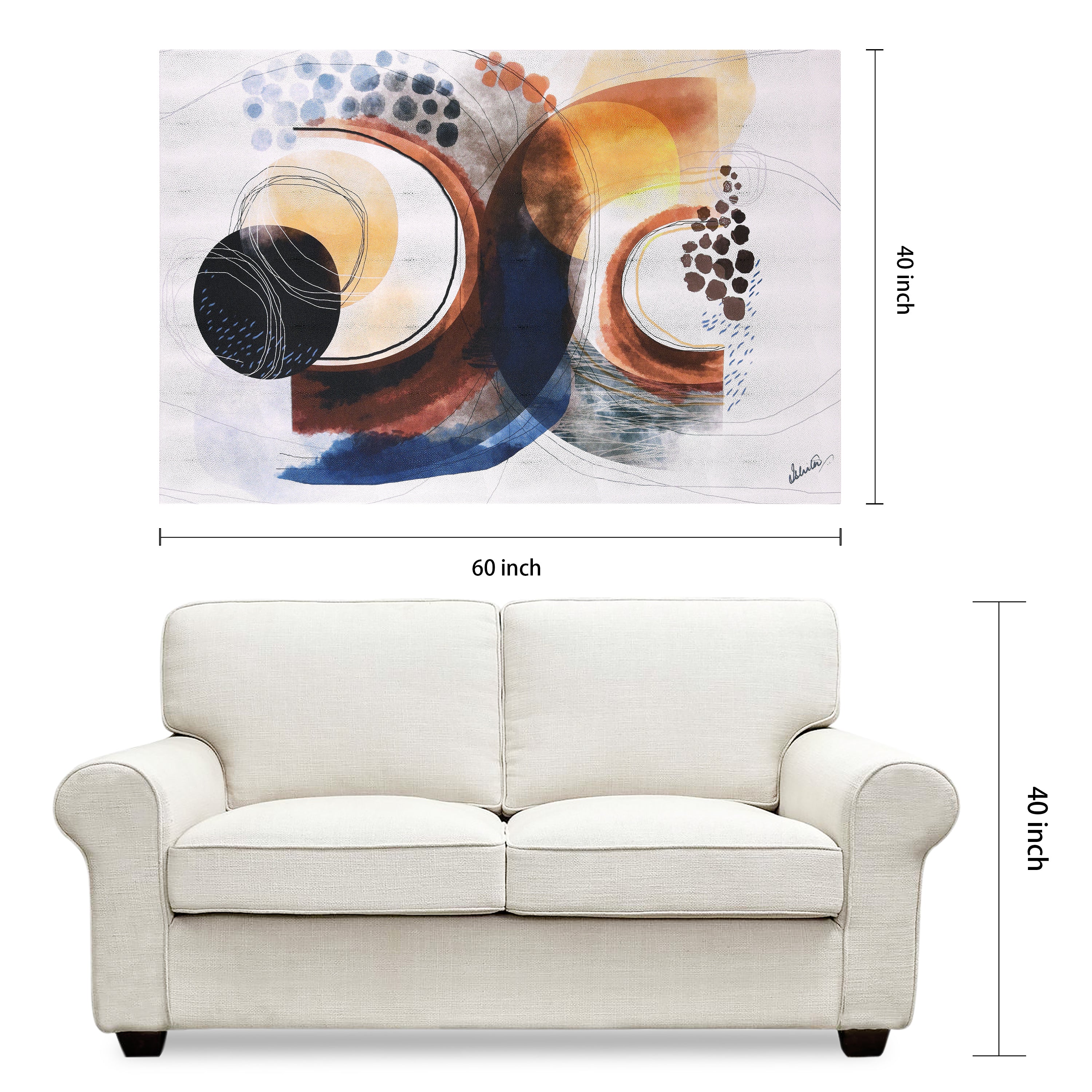"Colorful Harmony II", Colorful Abstract Rendered on Silver Shagreen Gallery Wrapped Wall Art, sized 60"x40"