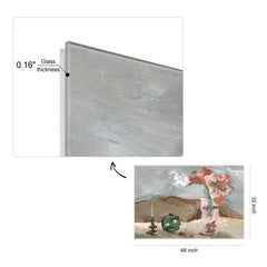 "Rustic Still Life II" Vase&Flower Frameless Freefloating Reverse Printed Tempered Art Glass Wall Art