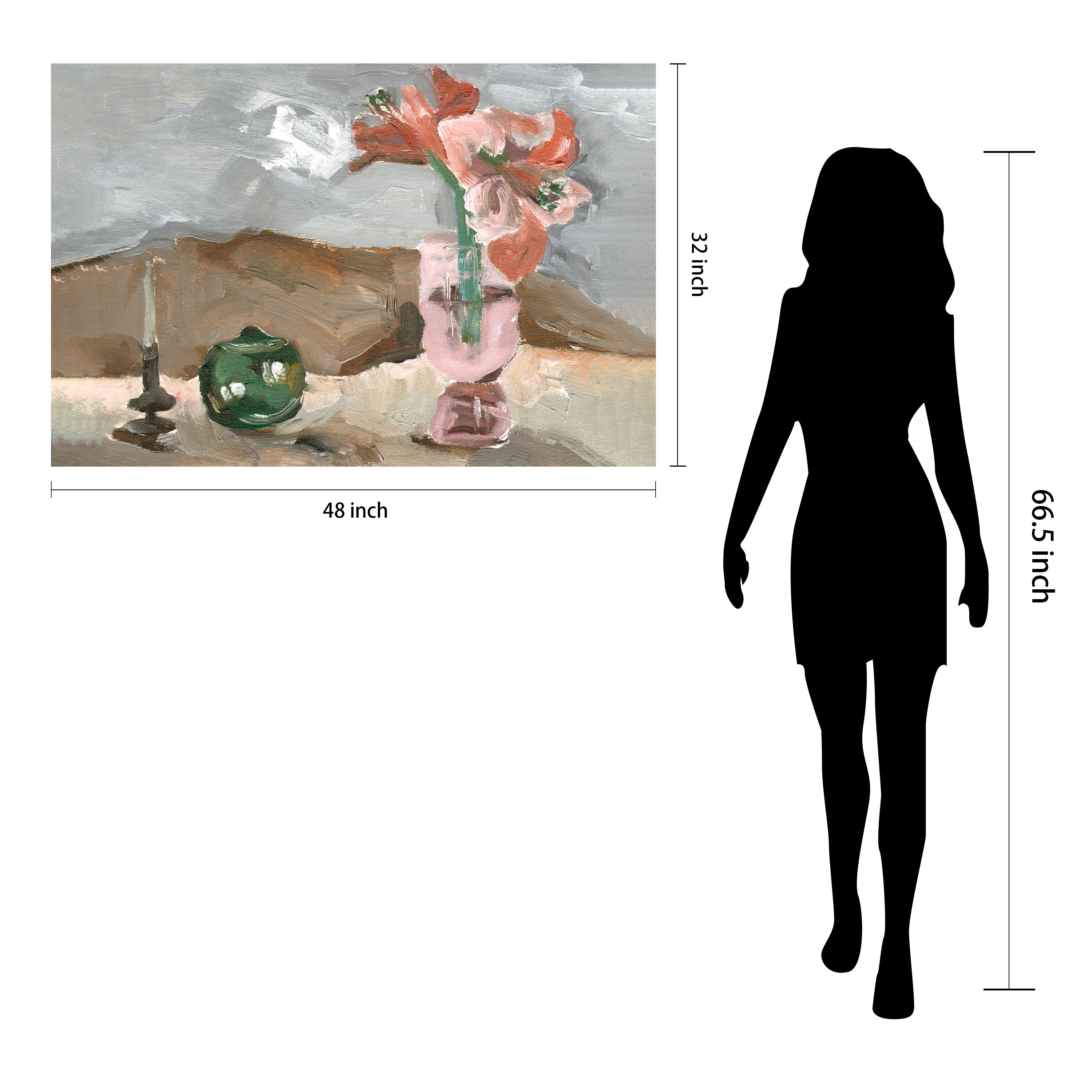 "Rustic Still Life II" Vase&Flower Frameless Freefloating Reverse Printed Tempered Art Glass Wall Art