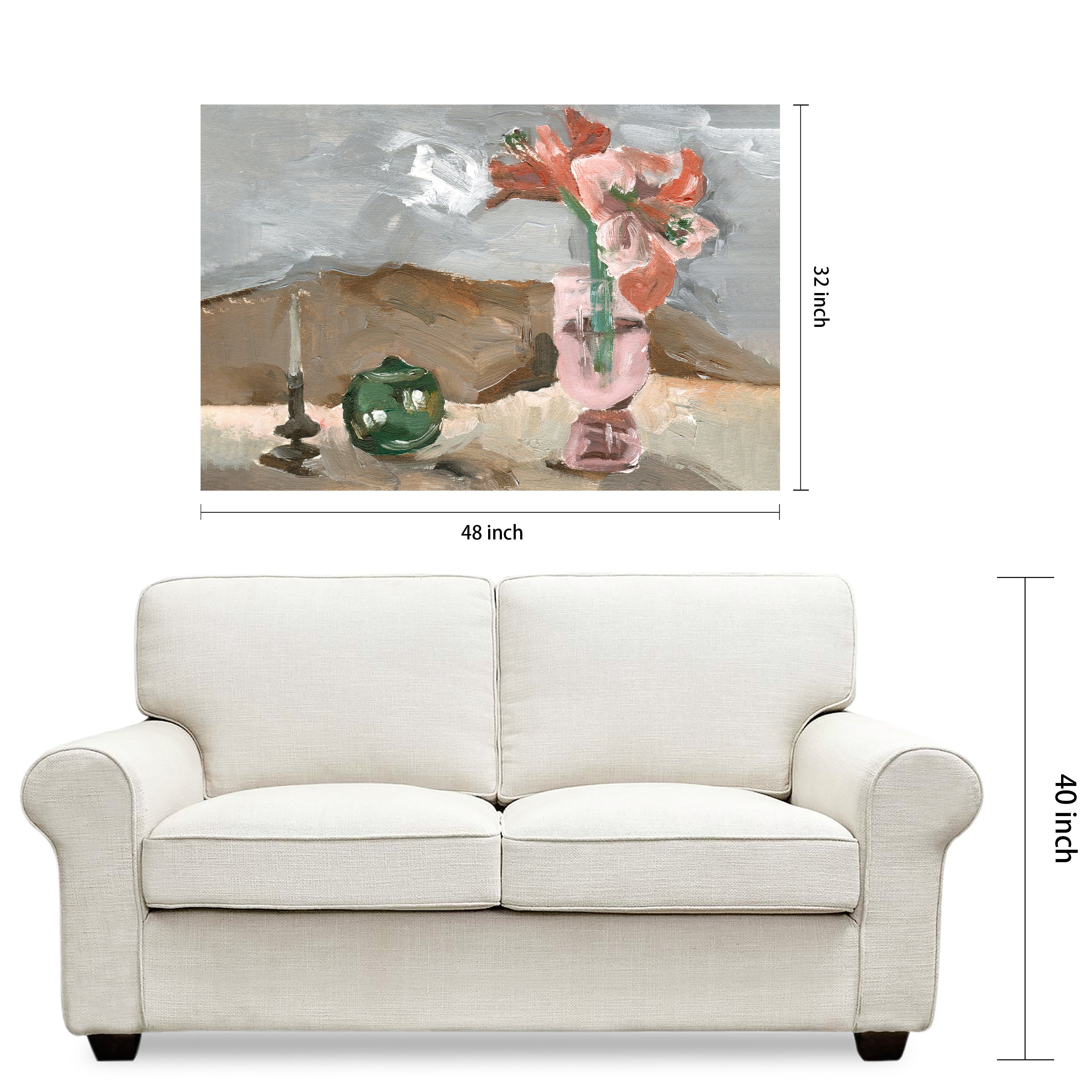 "Rustic Still Life II" Vase&Flower Frameless Freefloating Reverse Printed Tempered Art Glass Wall Art