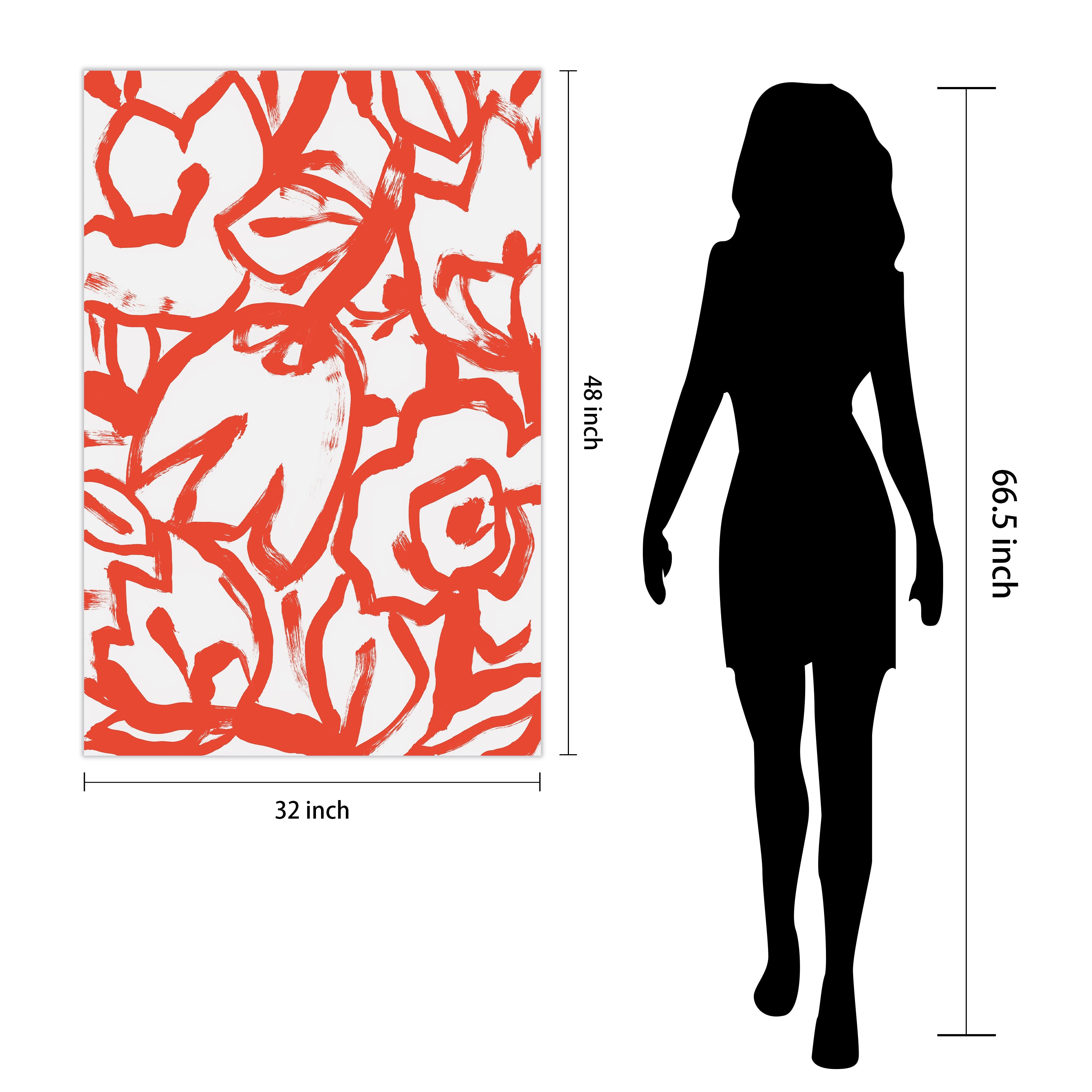 "Scarlet Blooms I" Red Brush Floral Frameless Free Floating Reverse Printed Tempered Art Glass Wall Art