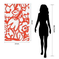 "Scarlet Blooms I" Red Brush Floral Frameless Free Floating Reverse Printed Tempered Art Glass Wall Art