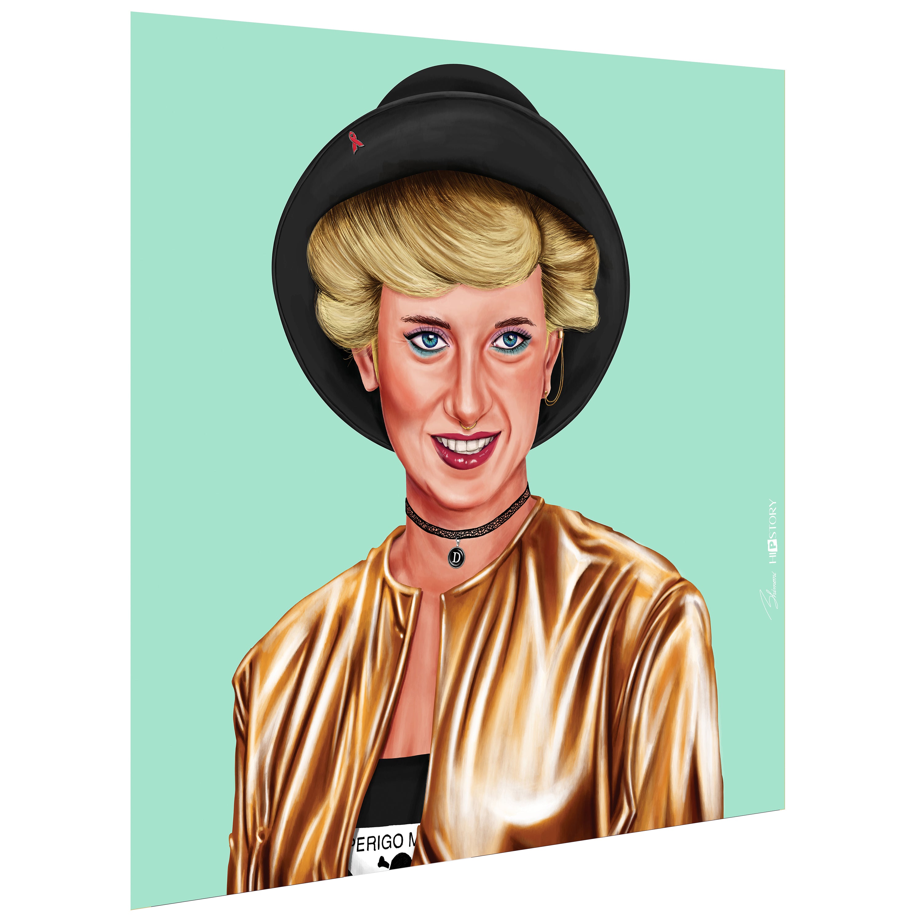 "Hip Princes Diana" Frameless Free Floating Reverse Printed Tempered Art Glass Wall Art