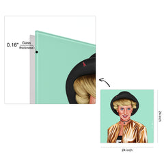 "Hip Princes Diana" Frameless Free Floating Reverse Printed Tempered Art Glass Wall Art