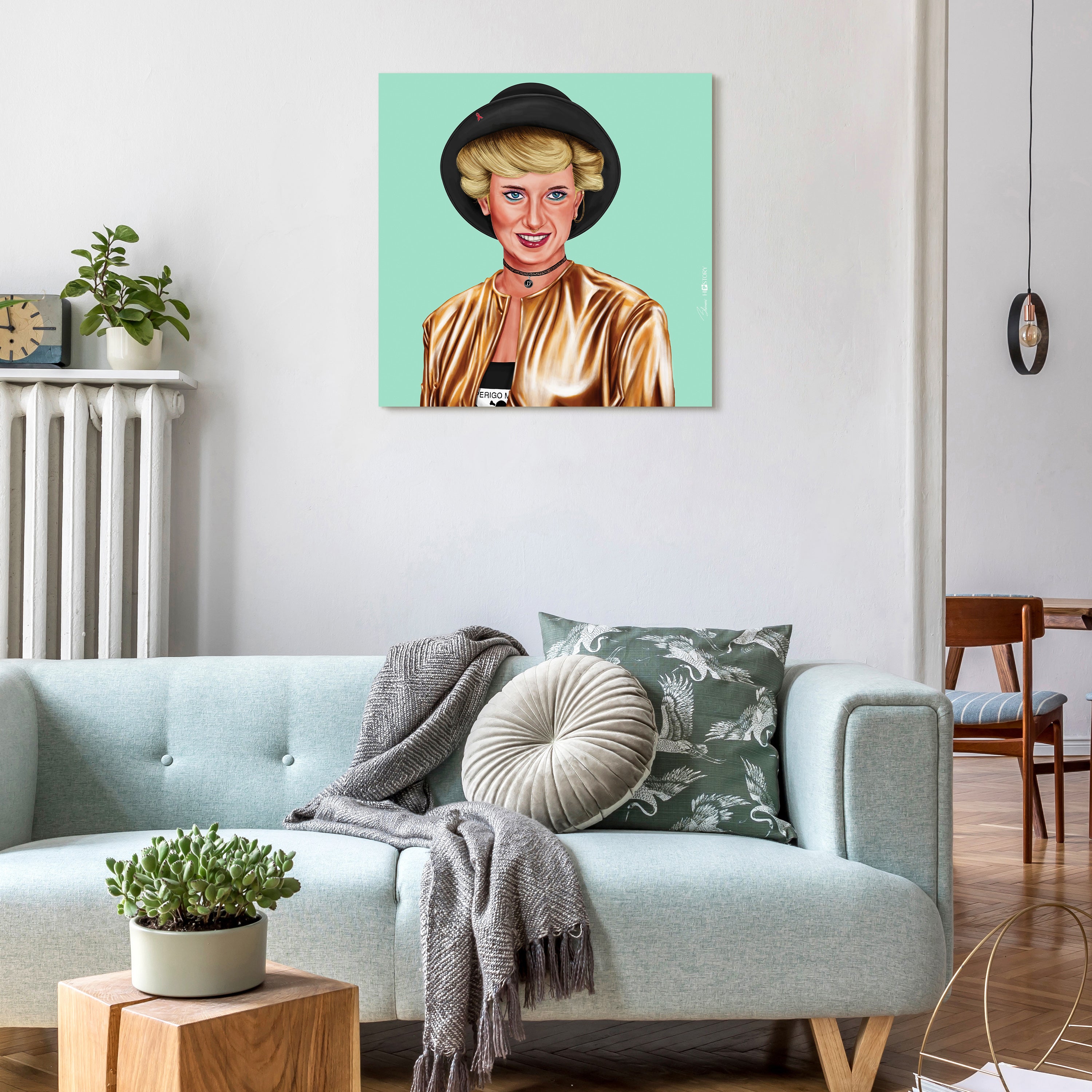 "Hip Princes Diana" Frameless Free Floating Reverse Printed Tempered Art Glass Wall Art