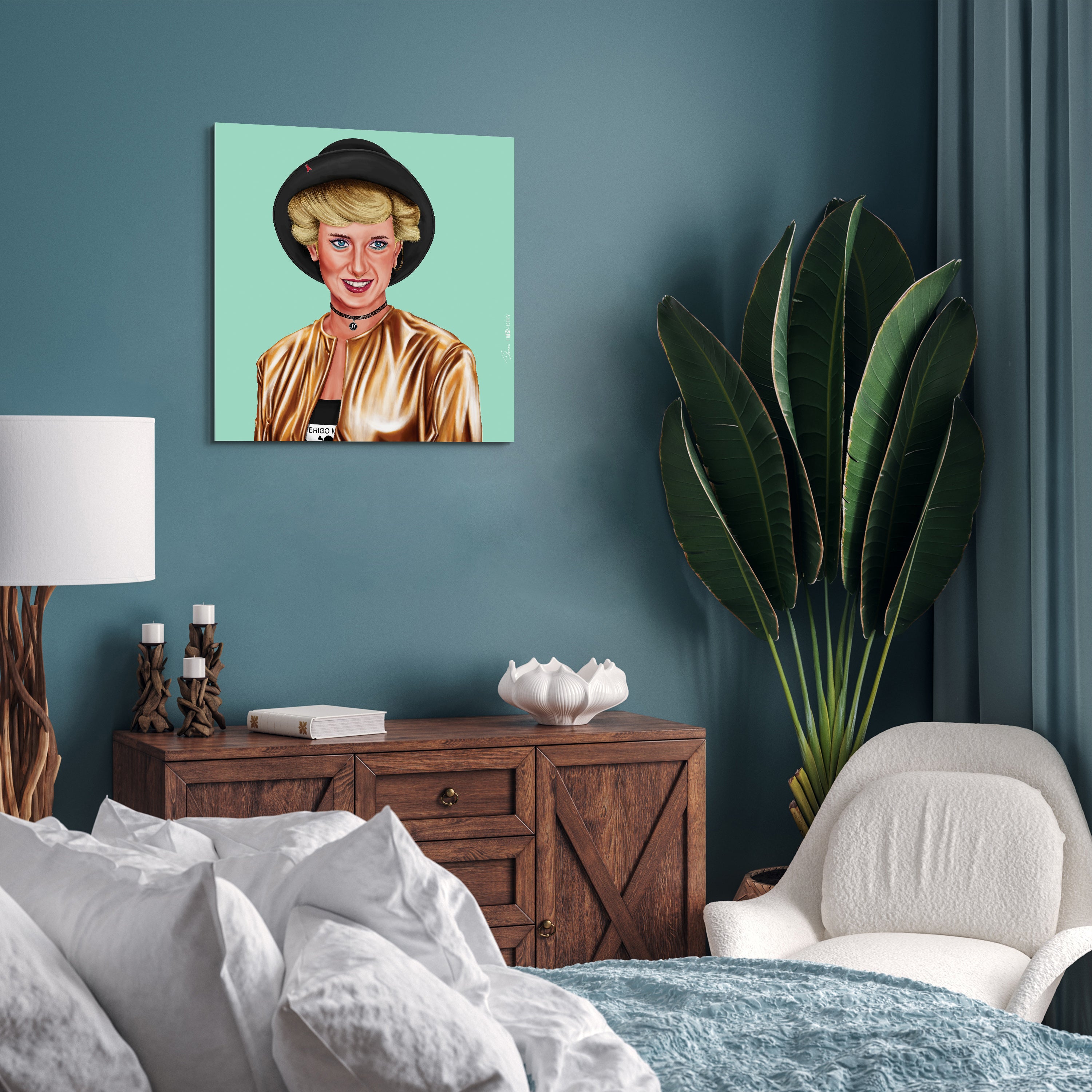 "Hip Princes Diana" Frameless Free Floating Reverse Printed Tempered Art Glass Wall Art