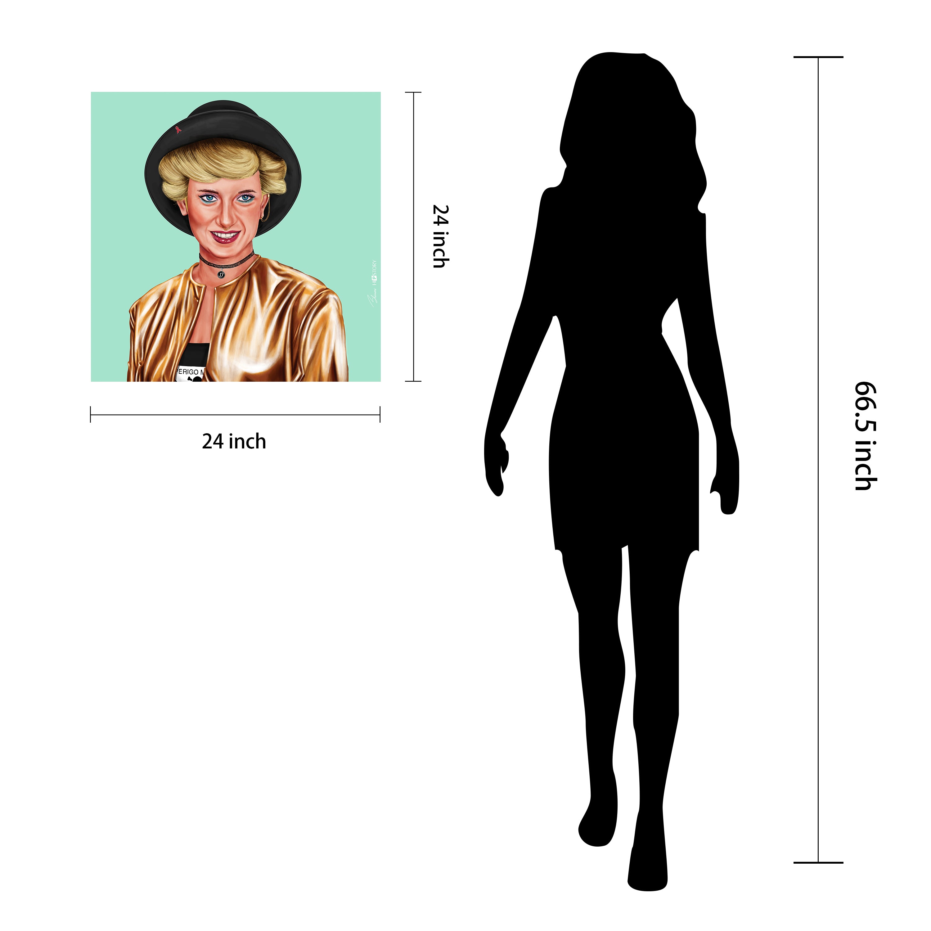 "Hip Princes Diana" Frameless Free Floating Reverse Printed Tempered Art Glass Wall Art