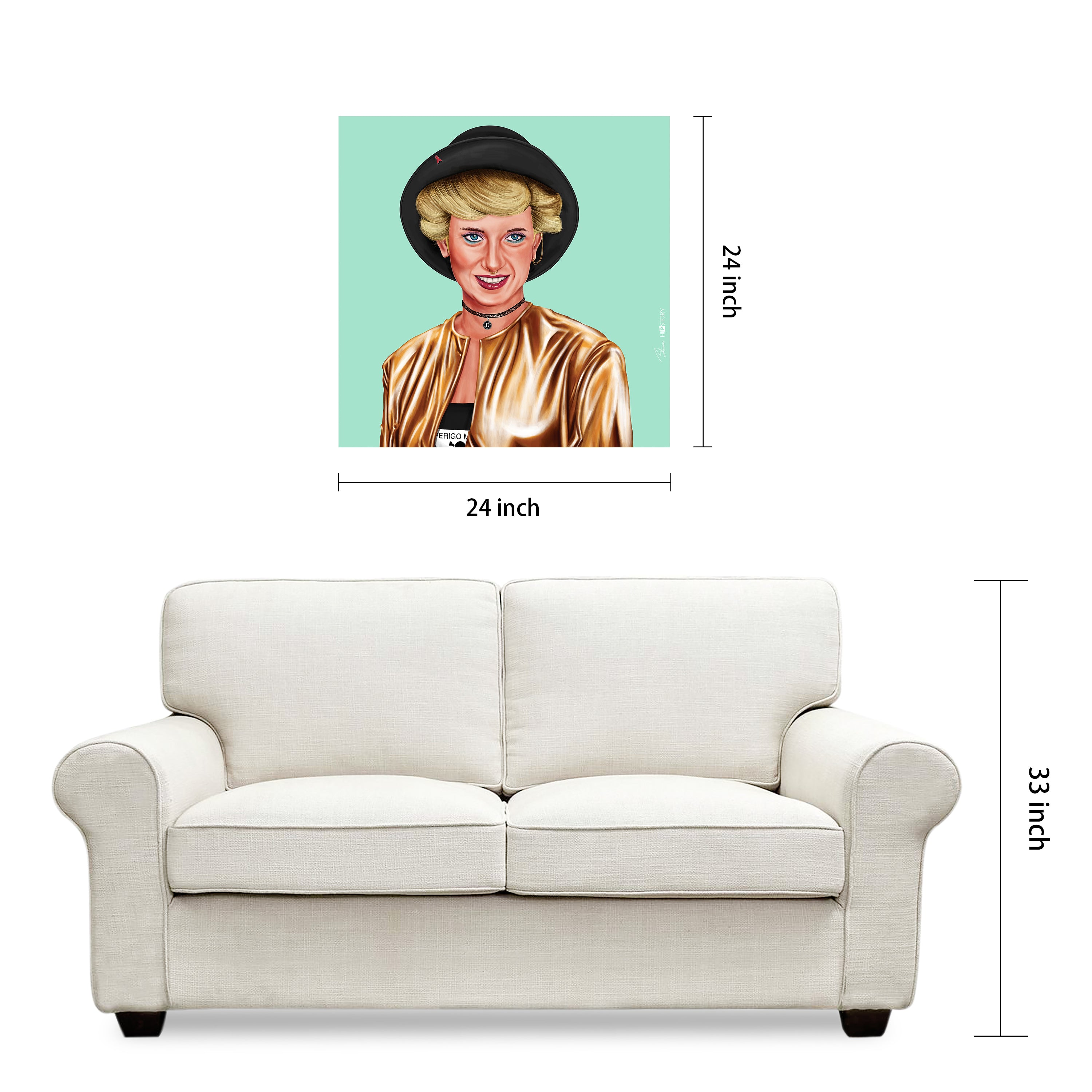 "Hip Princes Diana" Frameless Free Floating Reverse Printed Tempered Art Glass Wall Art