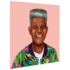 "Hip Nelson Mandela" Frameless Free Floating Reverse Printed Tempered Art Glass Wall Art