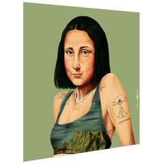 "Hip Mona Lisa" Frameless Free Floating Reverse Printed Tempered Art Glass Wall Art
