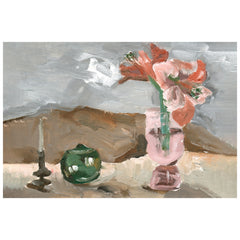 "Rustic Still Life II" Vase&Flower Frameless Freefloating Reverse Printed Tempered Art Glass Wall Art